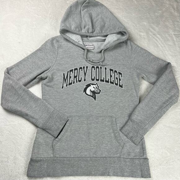 Champion Mercy College Gray Hooded Sweatshirt size small Women's - Picture 1 of 6